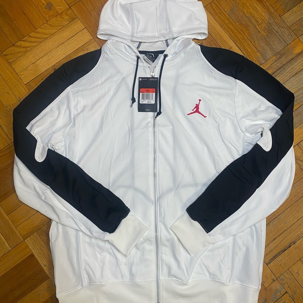 Jordan  White and Black Windbreaker with Red Accent